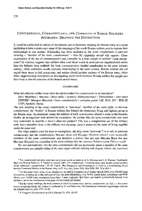 Contubernalis, Commanipularis, and Commilito in Roman .